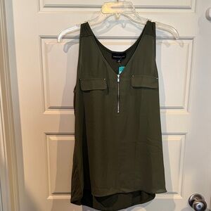 Olive Green Tank Top with Zipper
